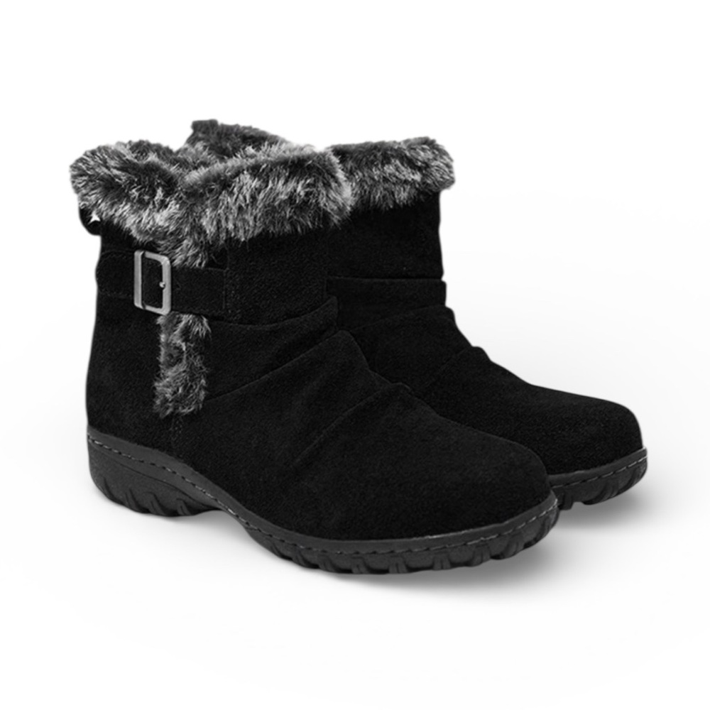 Khombu Lindsey Black Suede Rubber Sole Winter Faux Fur Boots Size‎ 8 NWOT